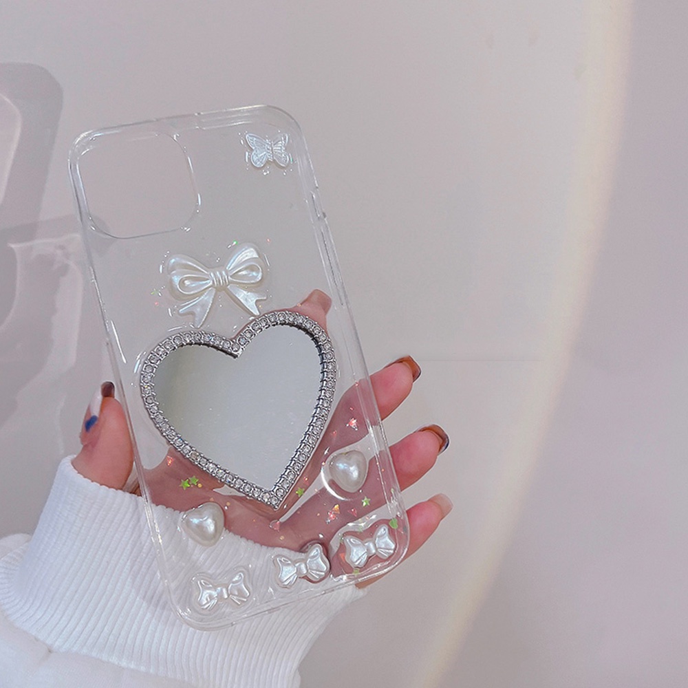 Ốp Điện Thoại Tpu Mềm Trong Suốt Chống Sốc Có Gương Trang Điểm Cho iPhone 14 Pro Max 11 12 13 Pro Max Xs XR 8 7 Plus