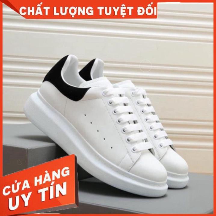 Giày Mc Queen MCQ Nam Nữ Trắng Cổ Thấp Gót Nỉ Đen Đế Khâu Bản Trung Full Box Bill - Hàng nhập khẩu 🖨