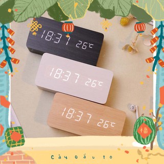 Đồng hồ đa năng để bàn wooden clock
