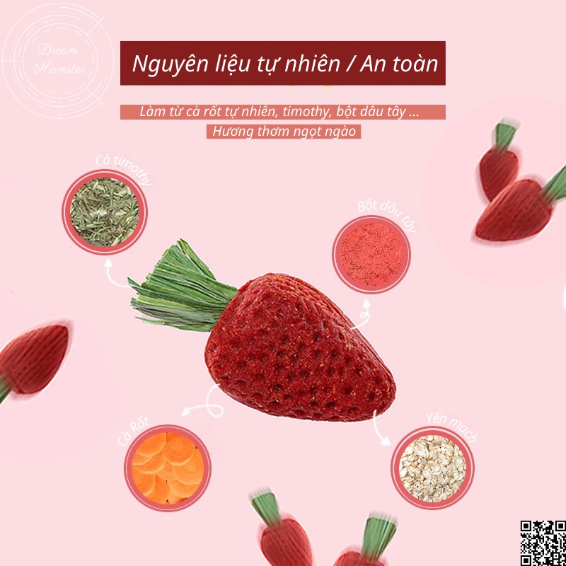 Dâu tây mài răng Yee cho hamster, sóc, thỏ và động vật nhỏ khác