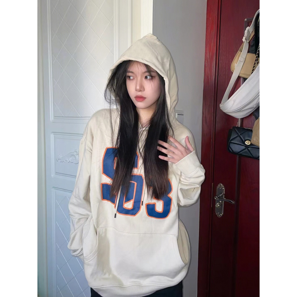 NRVP Áo Hoodie Tay Dài Oversize In Họa Tiết Phong Cách Hàn Quốc Kiểu Mới Cho Nam / Nữ