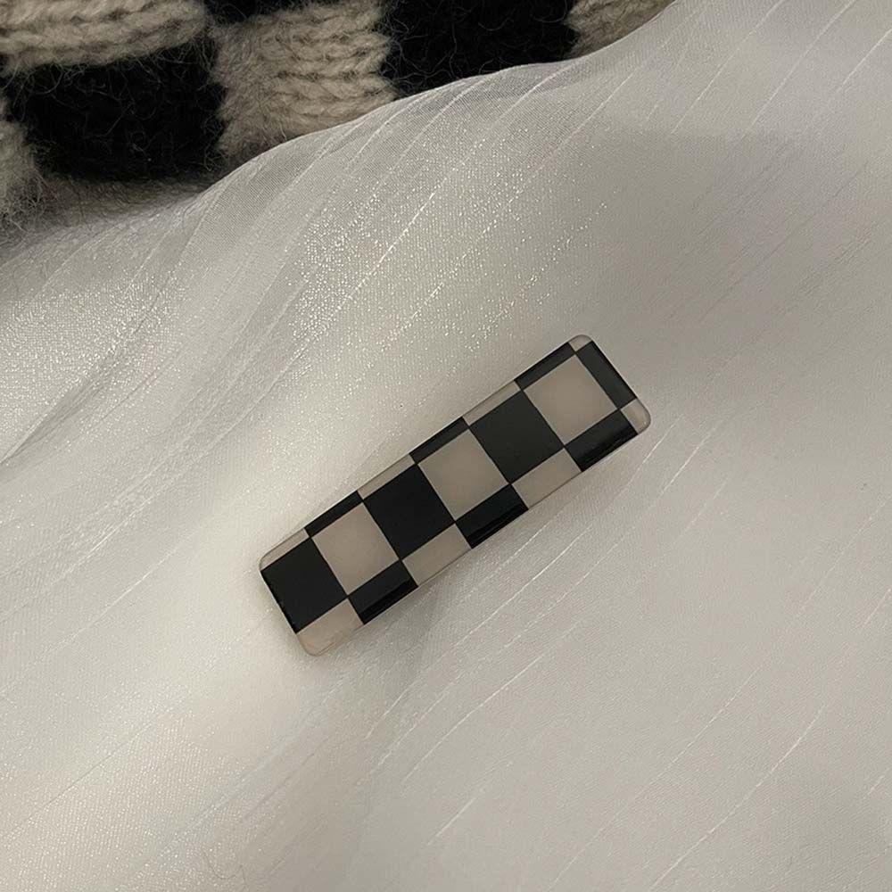 Kẹp Tóc Mỏ Vịt Bằng Acrylic Không Để Lại Dấu Vết Họa Tiết Ca Rô Dành Cho Nữ DANILO