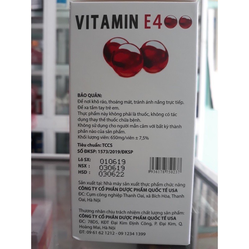 Vitamin E400 đỏ hộp 100 viên