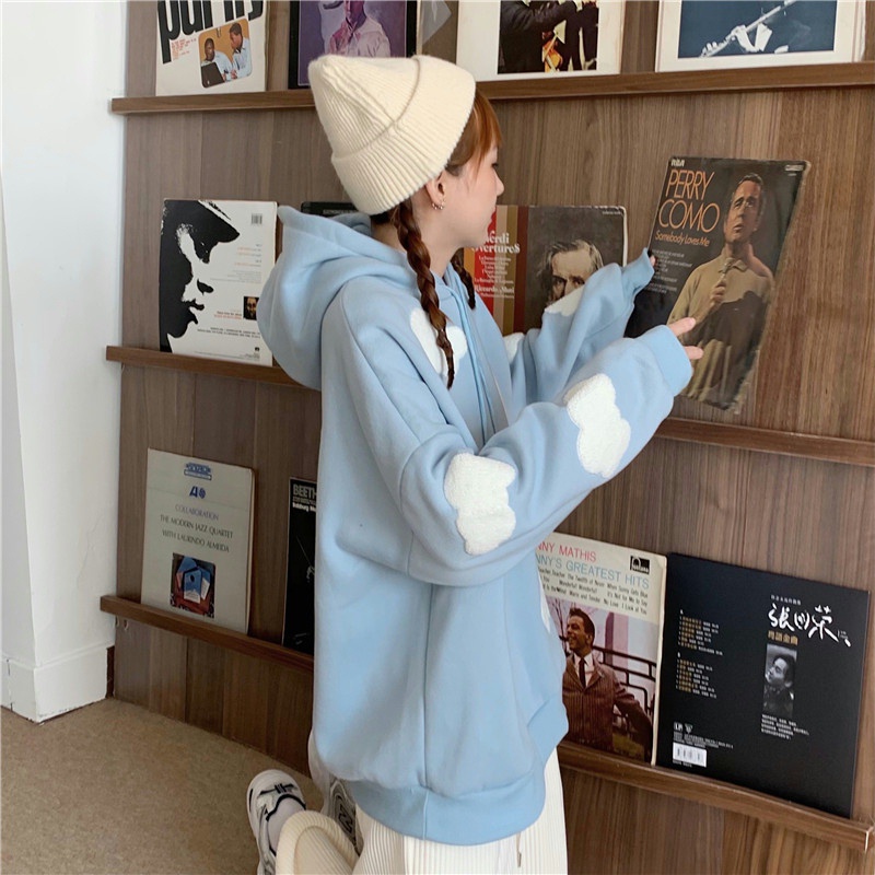 Áo hoodie tay dài dáng rộng phong cách Hàn Quốc thời trang trẻ trung | BigBuy360 - bigbuy360.vn