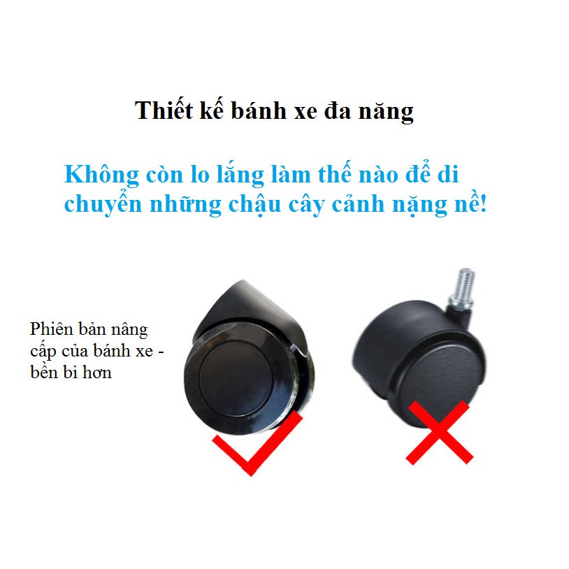 Đế lót chậu cây cảnh có bánh xe khả năng chịu tải tốt