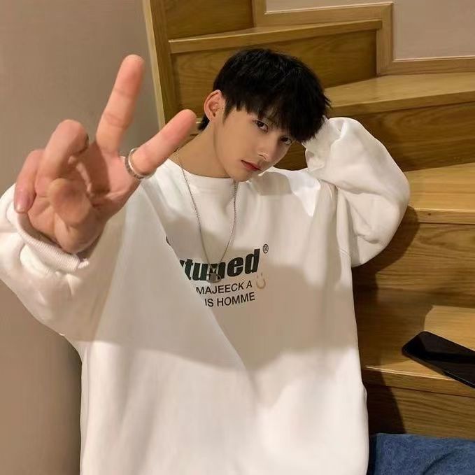 Áo Sweater Da Cá Phối Chữ STAY HOMME Mặt Cười Dành Cho Nam Phong Cách Unisex