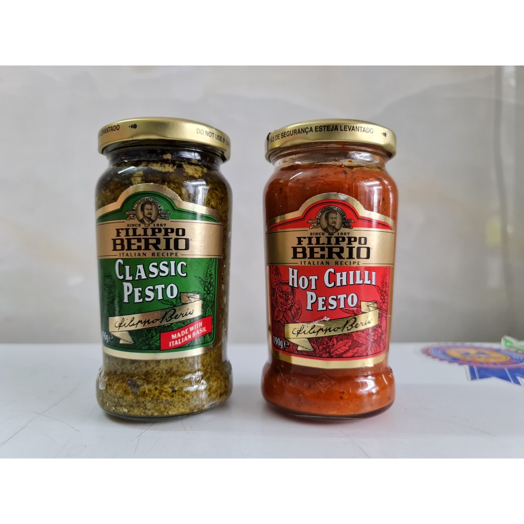 [Lọ ĐỎ 190g - HOT CHILLI] XỐT PESTO LÁ HÚNG QUẾ ỚT CAY [Italia] FILIPPO BERIO Hot Chilli Pesto