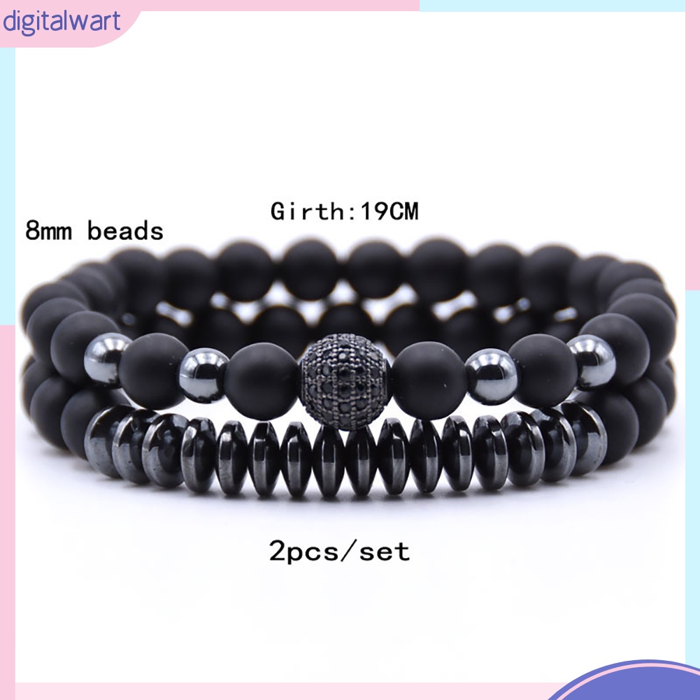 Bộ 2 Vòng Tay Chuỗi Hạt Đá Núi Lửa Tự Nhiên Thời Trang Unisex