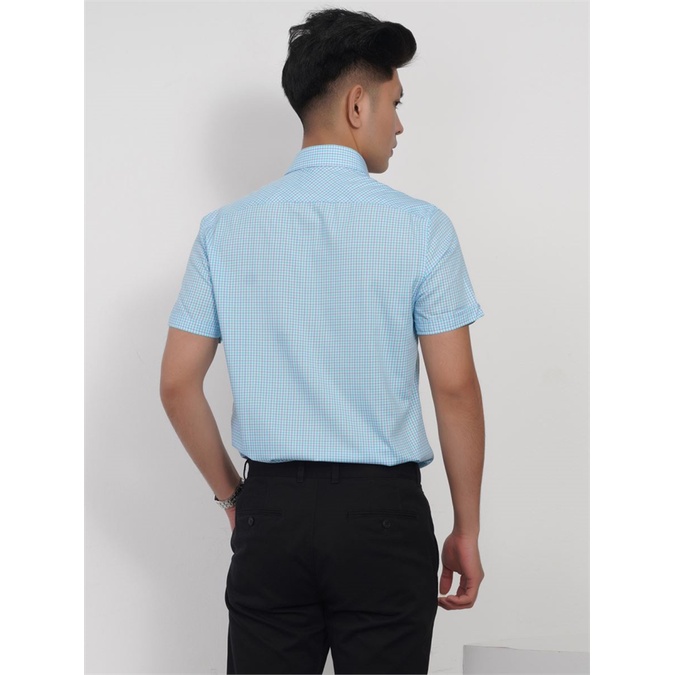 Áo sơ mi ngắn tay phom Slim fit tà lượn vải sợi sồi thiên nhiên mềm mại thoáng mát ASS110S8