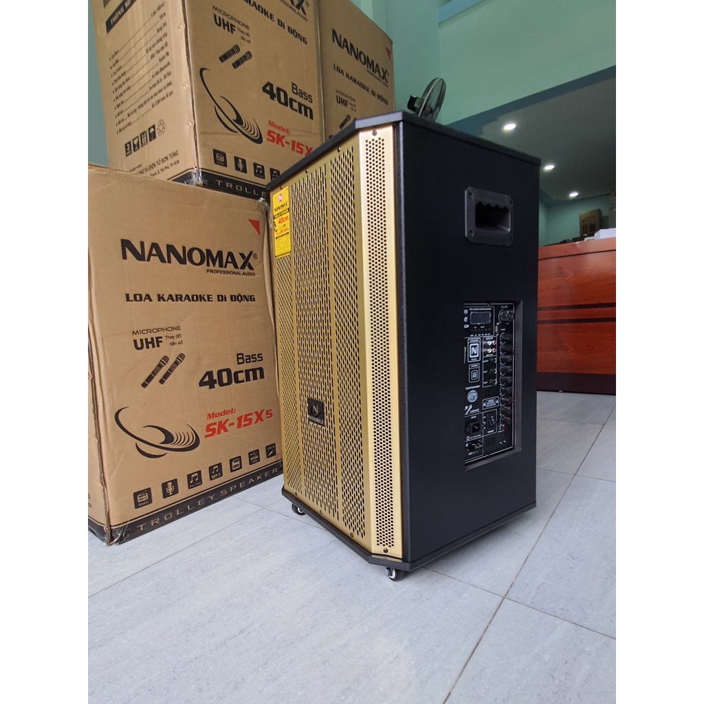 Loa Kéo Karaoke Nanomax Bluetooth SK-15X5 Bass 40 Tặng 2 Mic Đọc Được Usb Thẻ Nhớ Công Suất 620w Có Bánh Xe Cao Cấp