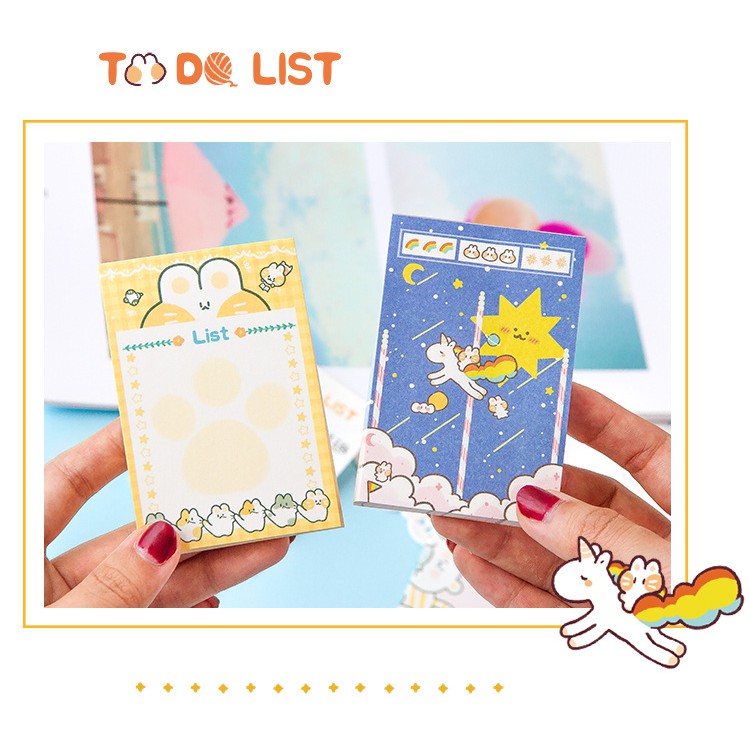 Sổ Tay Notepad Xé Mini Giấy Viết To-do-list 100 Nhắc Nhở Công Việc Hình Thỏ Cam