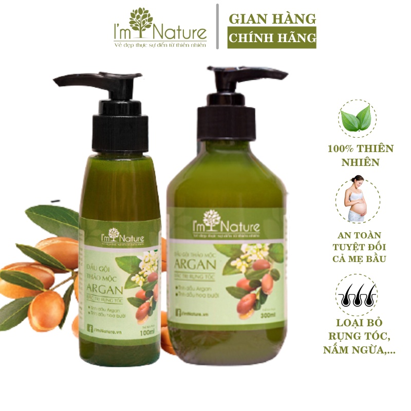 Dầu gội thảo dược Argan I'm nature dầu gội đầu thảo mộc ngăn giảm rụng giúp mọc tóc thiên nhiên an toàn cả bà bầu