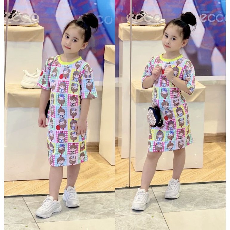 Váy bé gái 20 đến 40 kg, đầm thun lạnh in 3D siêu mềm đẹp siêu hot hit