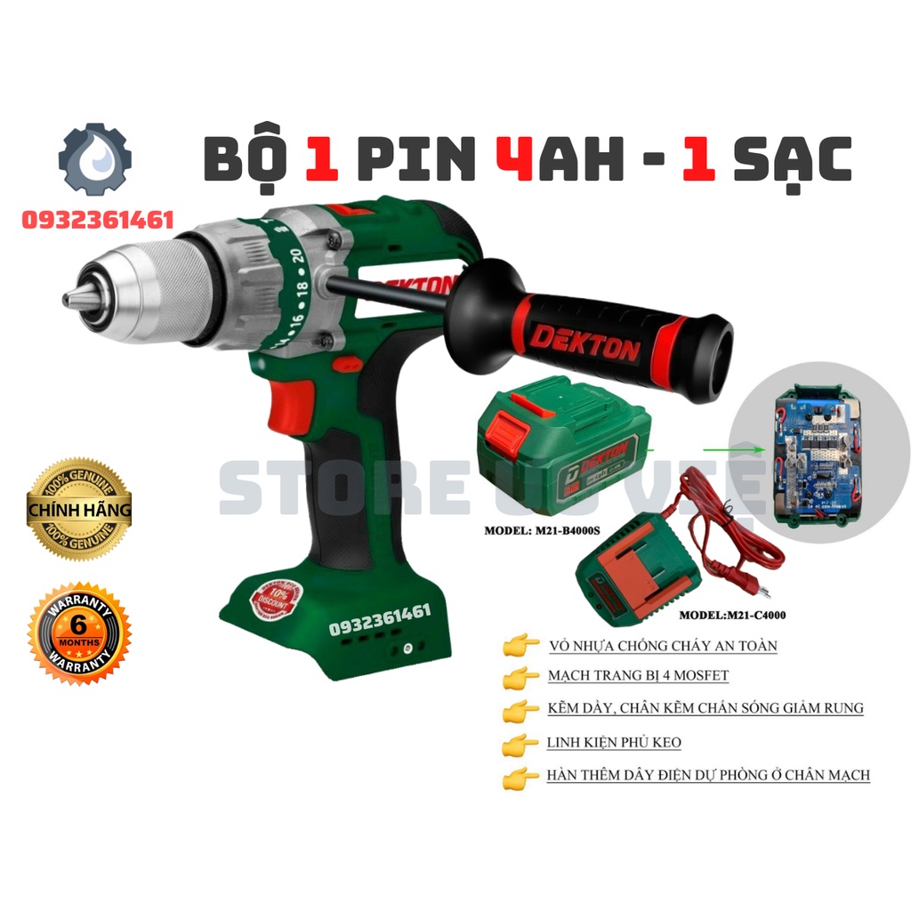 MÁY KHOAN PIN 13MM M21-ID1390BL DEKTON ĐẦU AUTOLOCK GIÁ TỐT