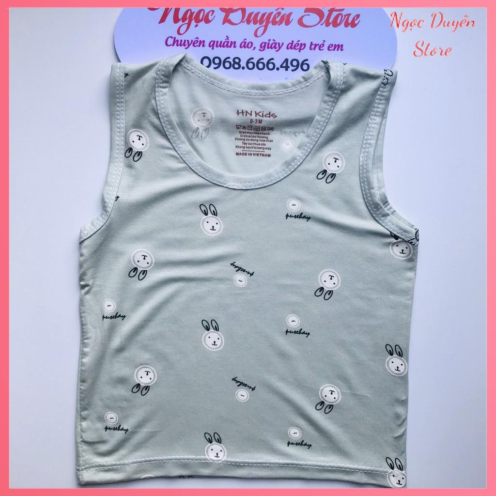 Áo ba lỗ pettit thun lạnh KWOO họa tiết yêu cho bé trai ,bé gái 6-14kg