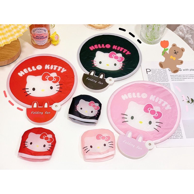 Quạt vải cầm tay bỏ túi Hello Kitty - Doremon Doraemon