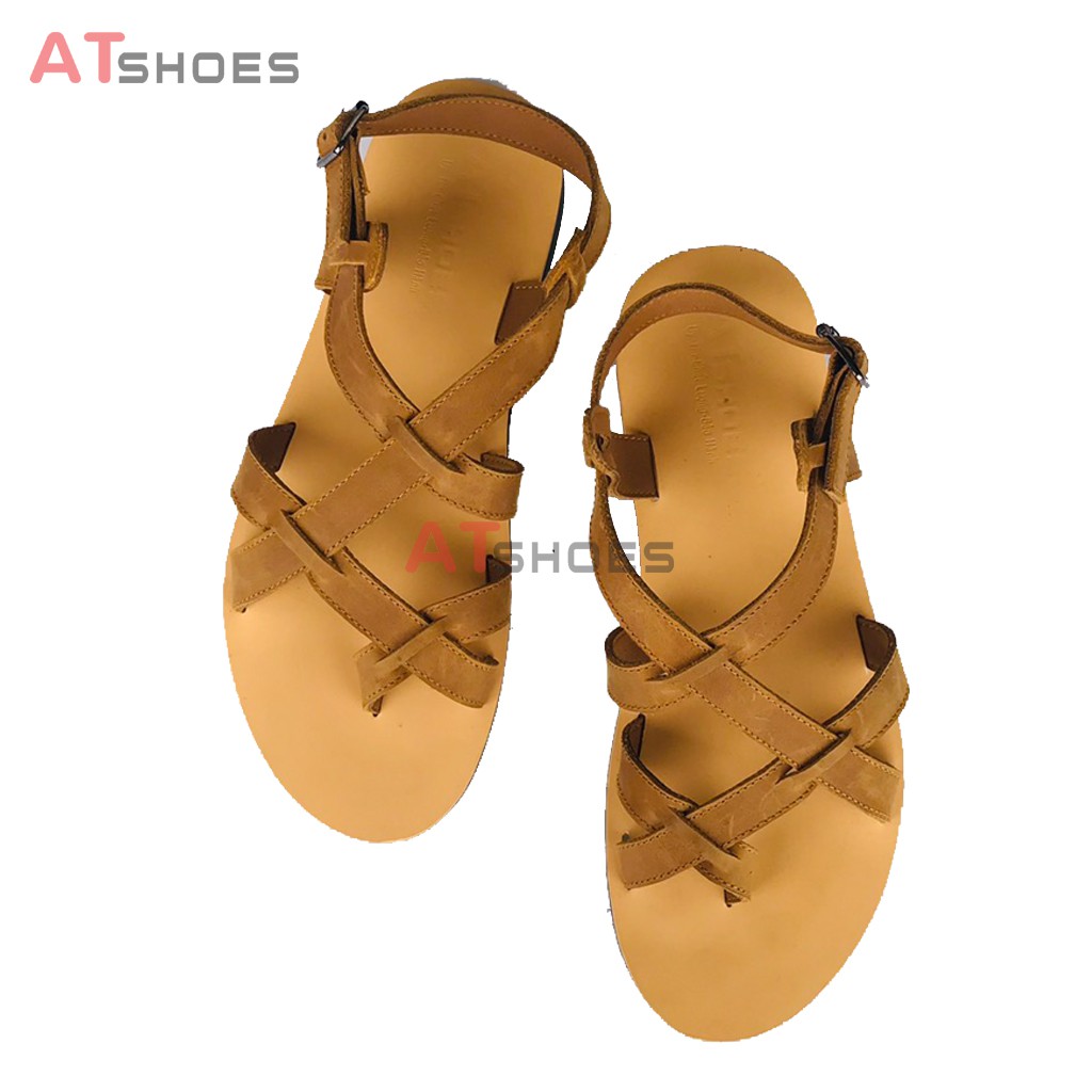 Dép Sandal Unisex Cao Cấp Da Bò Thật Sandal Xỏ Ngón Nam Nữ Trẻ Trung Đế Caosu Chống Nước Atshoes XDSGNAU22