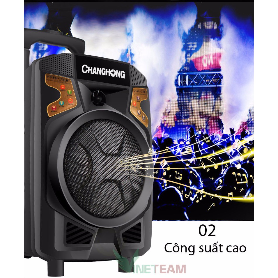 Loa Kéo Bluetooth giá rẻ CHANGHONG CYD-186 Cao Cấp, Chất Âm Cực Hay - Kèm Mic -dc3433