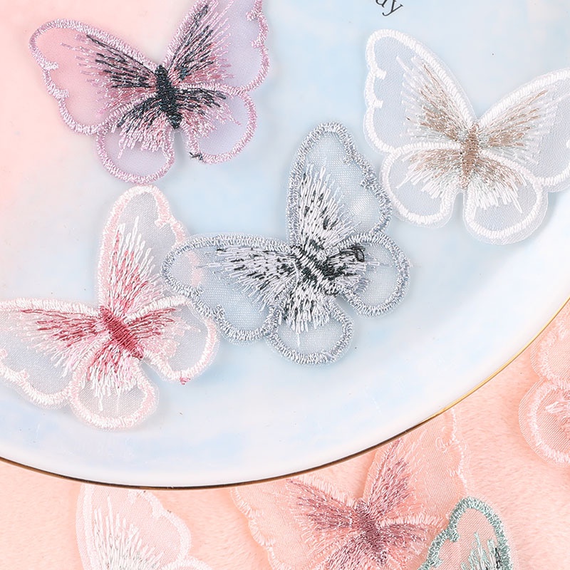 Miếng Dán Ủi Quần Áo Thêu Hình Bướm Hoạt Hình Dễ Thương DIY