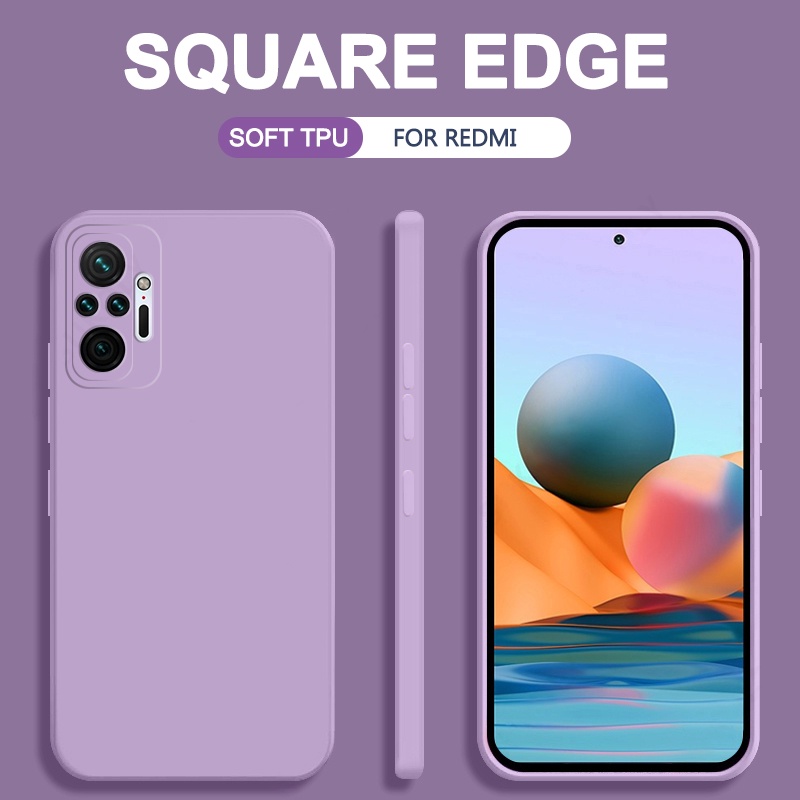 Ốp điện thoại mềm cạnh vuông màu trơn cho Xiaomi Mi Redmi Note 8 9 9S 10S 10 9T 12 Pro 5G