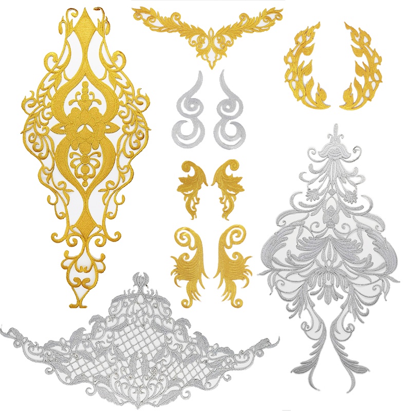 Cuộn Chỉ Thêu Hoa Đám Mây Màu Vàng / Bạc Cỡ Lớn Phong Cách baroque