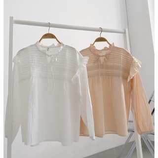 An yên 엔 - áo vân liên freesize 2 màu be và trắng