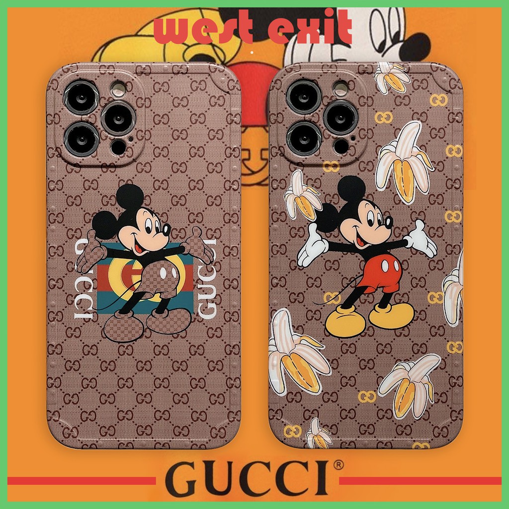 GUCCI Ốp điện thoại mềm hình Mickey cho iPhone7/8/se2 iPhone7plus/8plus iPhonex/xs iPhonexsmax 11 iPhone11pro iPhone11promax 12 iPhone12pro iPhone12promax 13promax