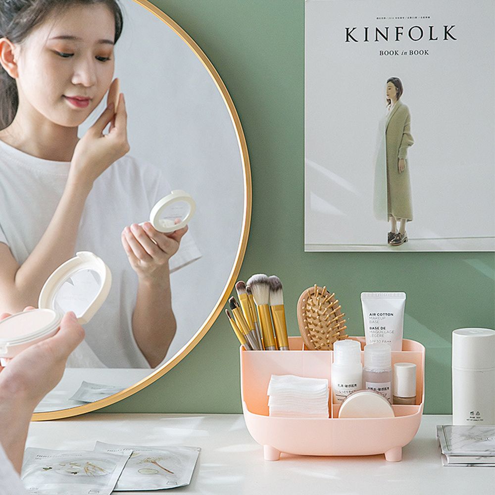 Hộp Đựng Bút/ Đồ Trang Điểm Để Bàn Bằng Nhựa 6 Ngăn Màu Sắc Đa Năng Tiện Dụng