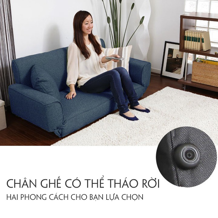 Ghế sofa giường đa năng, chất liệu vải lanh ,có ngả lưng, ngả tay