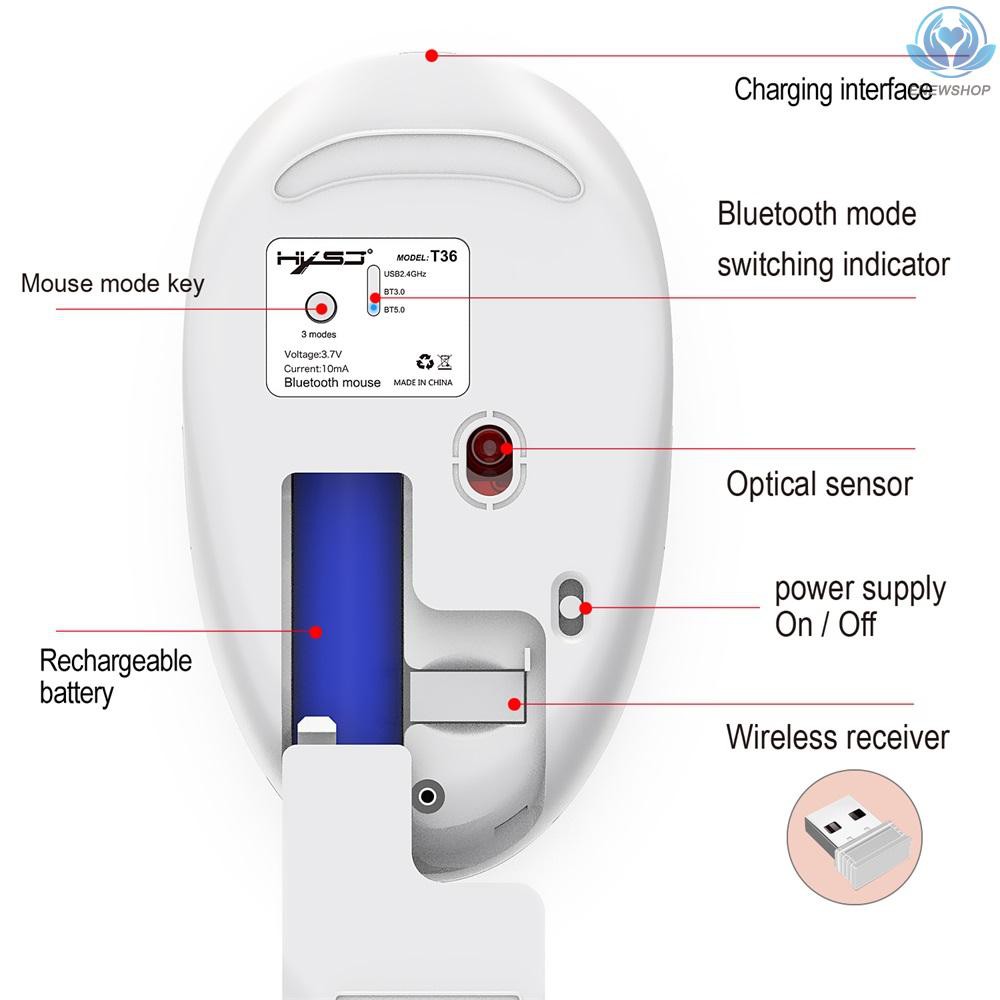 Chuột Quang Không Dây Hxsj T36 Bt 3.0 + 5.0 + 2.4g