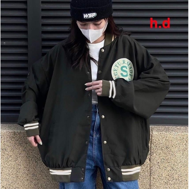 Áo khoác bomber S xanh HD12
