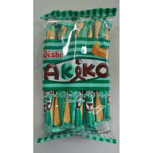 Bánh Snack Que Nhân Akiko Oishi Gói 160G (8g x 20 gói)