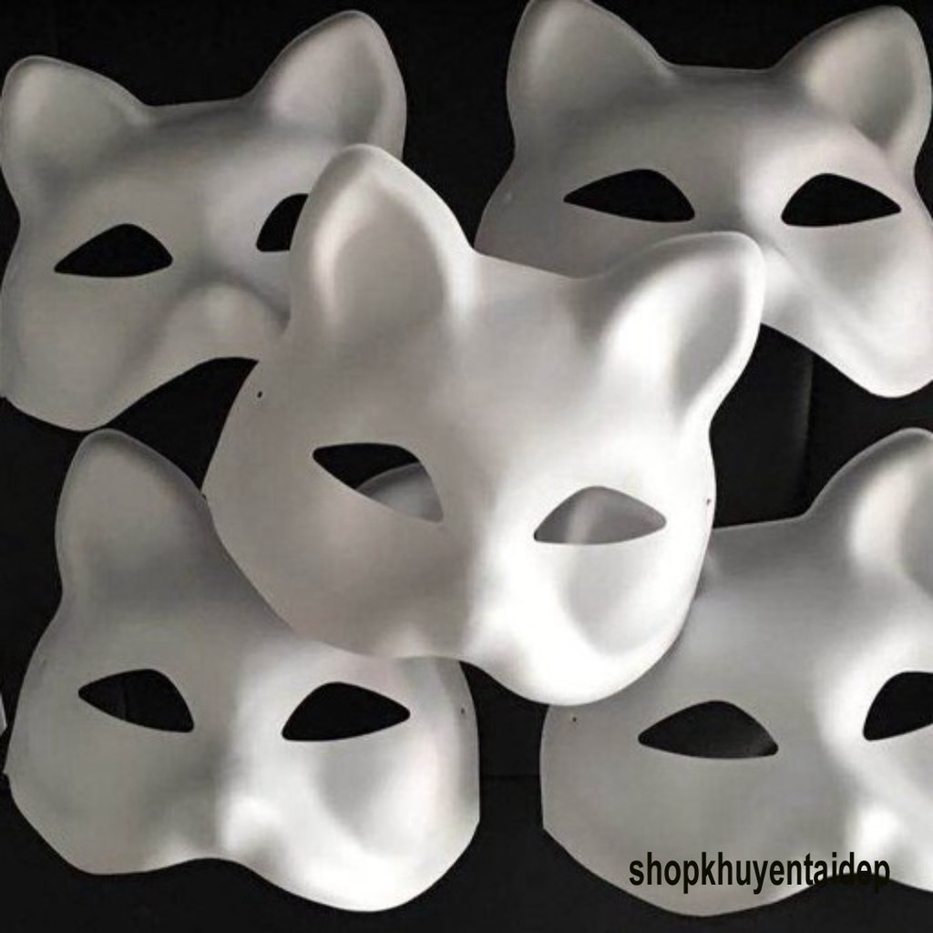 Mặt nạ hóa trang cáo trắng/ Mặt nạ mèo trắng trơn