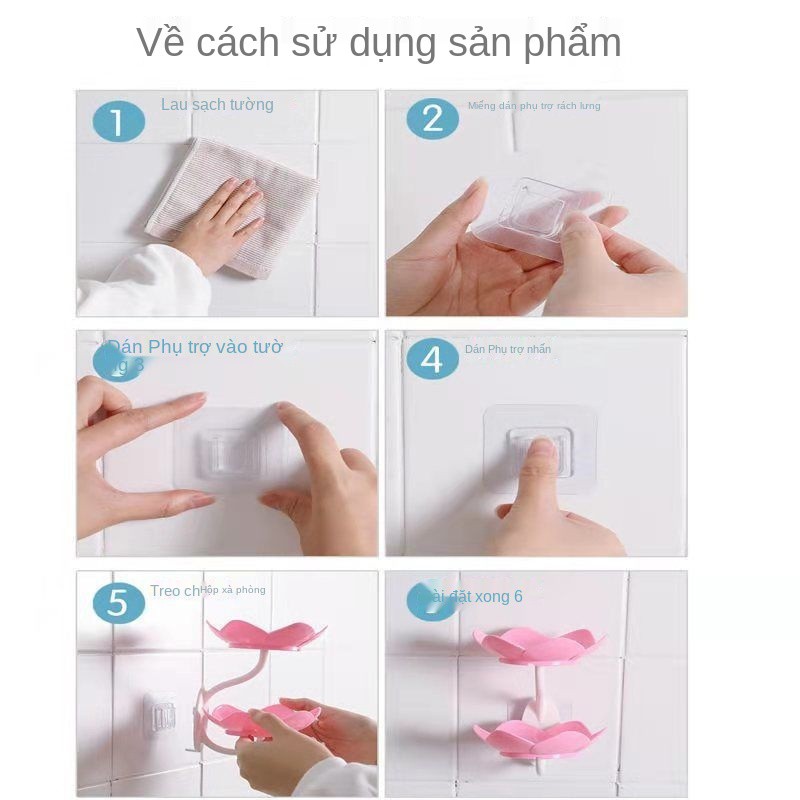 Xà phòng hộp đựng đục lỗ miễn phí, treo tường đôi cống hoa, giặt tắm sáng tạo