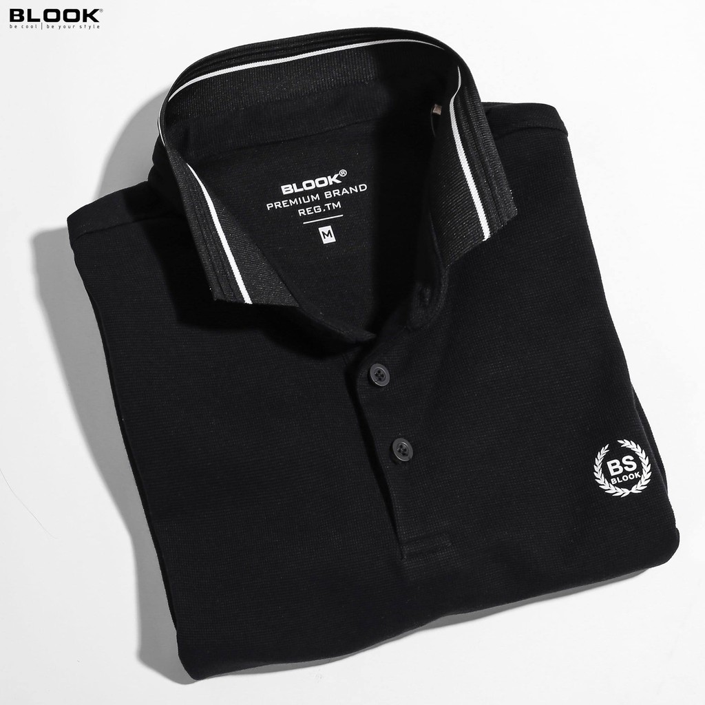 Áo polo nam premium BLOOK Vải thun gân cá sấu màu Đen in logo BS sang trọng mã 33291 (HÌNH THẬT) | BigBuy360 - bigbuy360.vn