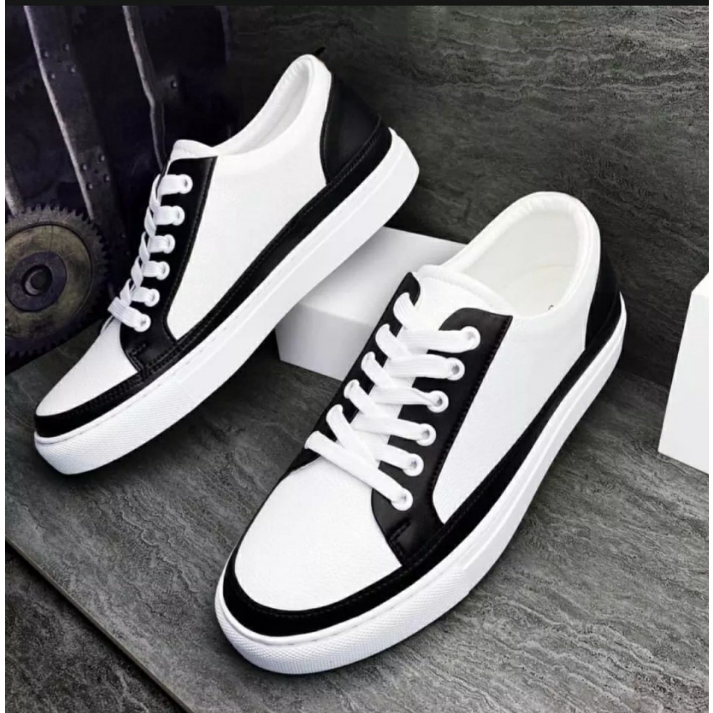 Giày bata phối màu trắng đen thời trang hàn quốc 2022