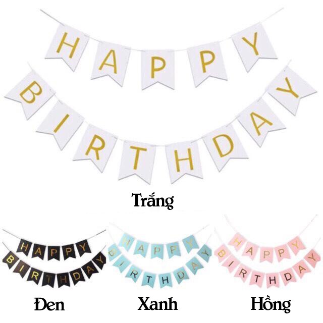 Dây cờ happy birthday đuôi cá ép kim cao cấp