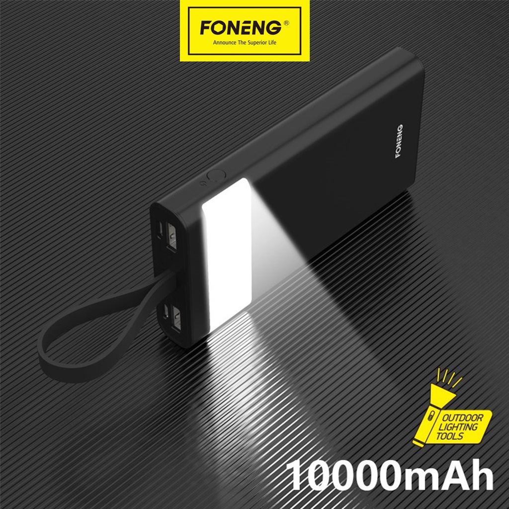 Pin Sạc Dự Phòng FONENG dung lượng 10000mAh 2 Cổng USB và Type-C có đèn LED Chiếu sáng