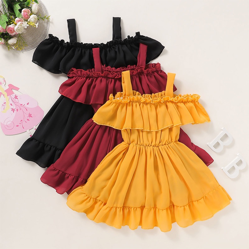 Đầm Công Chúa Hai Dây Bé Gái Màu Trơn Phong Cách Hàn Quốc Mùa Hè Không Tay Váy Cho 1-6 Tuổi Trẻ em
