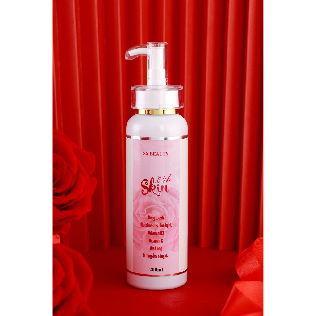 Sữa Tắm Hương Nước Hoa Pháp 24h Skin 200ml Dưỡng Trắng Sáng Da - Mỹ Phẩm Hàn Quốc 8x Beauty Chính Hãng