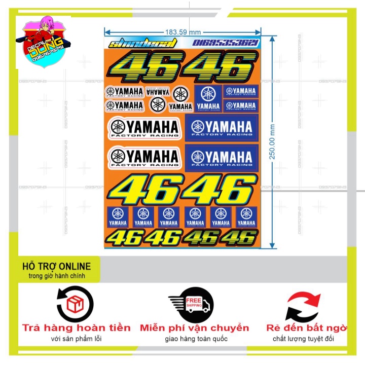 LOGO STICKER 46 DÁN XE MÁY M49 - DUNG DECAL