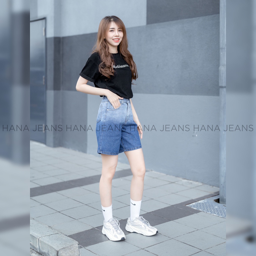 Quần Jean Lững Ống Rộng, Quần Sọt 2 Túi Kiểu Hình ảnh thật