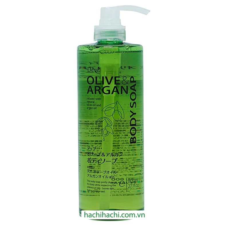Sữa tắm sáng da Olive & Argan Kumano Yushi 800ml  - Hachi Hachi Japan Shop