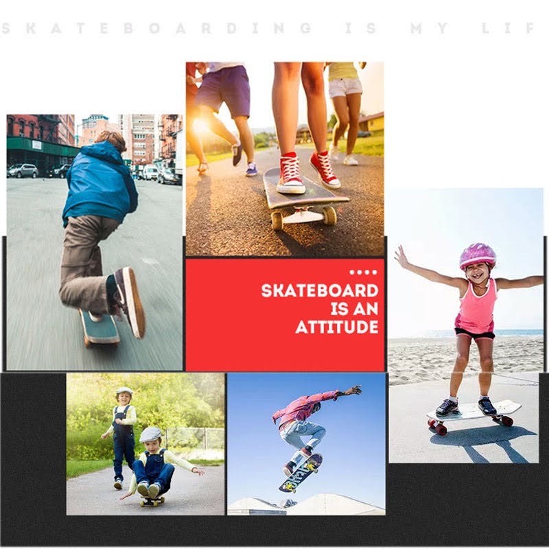 Ván trượt skateboard Keen Store gỗ phong 7 lớp mặt đen nhám tải trọng 180kg dành cho người lớn và trẻ em