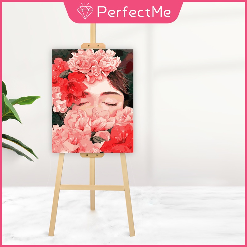 Bộ tranh sơn dầu 40x50cm tự làm họa tiết cô gái dùng để trang trí nhà tiện dụng + phụ kiện