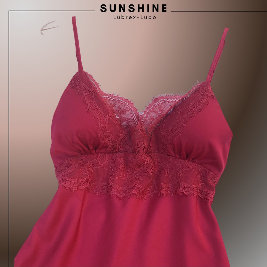 Váy ngủ lụa satin màu đỏ cao cấp kèm mút ngực - SUNSHINE-LUBREXLUBO VLMNT130