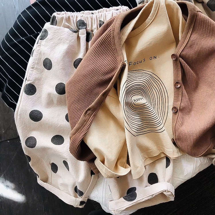 Áo thun tay dài in hình xoáy tròn Hàn Quốc cho bé gái bé trai size 80-120