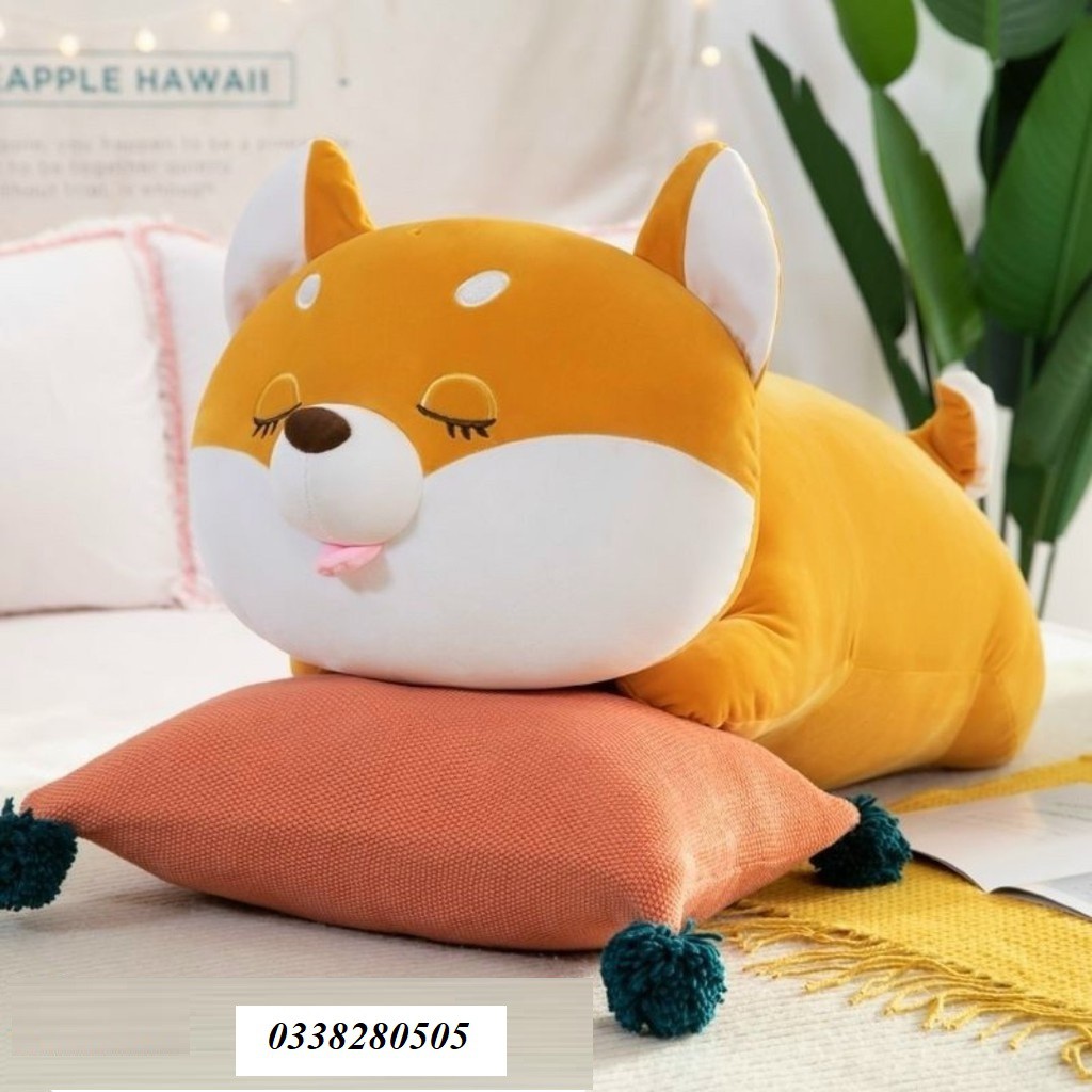 Gấu Bông Chó Shiba Biểu Cảm Cao Cấp, chó Shiba nhồi bông lè lưỡi  Hàng Loại 1