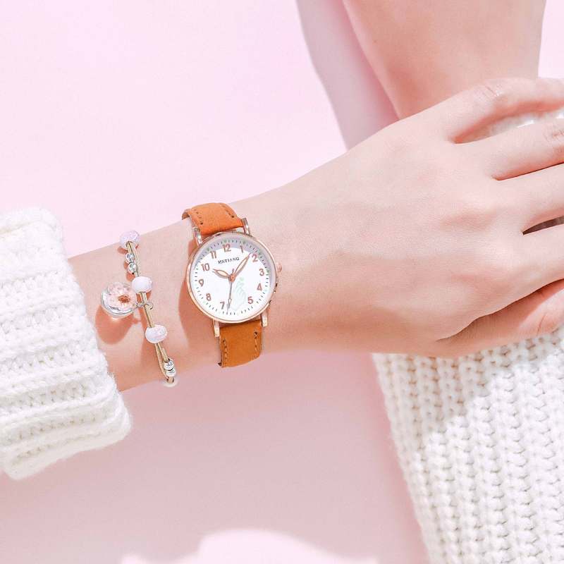 [Hot Promos] Đồng Hồ Đeo Tay Dây Giả Da Phát Quang Phong Cách Đơn Giản Chất Lượng Cao Cho Nữ