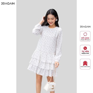 Đầm suông dài tay 3 tầng bèo 20again dxw0579